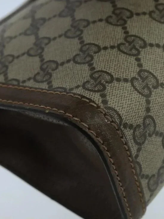 GUCCI GG Supreme Web Sherry Line Clutch Bag PVC Beige 001 014 2125 Auth bs20684 - Picture 14 of 16